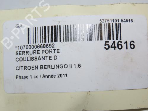 Used Rear right lock CITROËN BERLINGO Box Body/MPV (B9) 1.6 HDi 75 (75 hp) 30691896