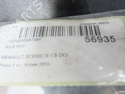 Left front fenders RENAULT SCÉNIC III (JZ0/1_) 1.5 dCi | BP31242537C41