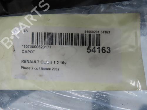 Used Hood RENAULT CLIO II (BB_, CB_) 1.2 16V (BB05, BB0W, BB11, BB27, BB2T, BB2U, BB2V, CB05,... (75 hp) 28593733