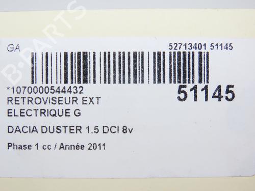 Left mirror DACIA DUSTER (HS_) 1.5 dCi (HSMC) | BP19326572C26 