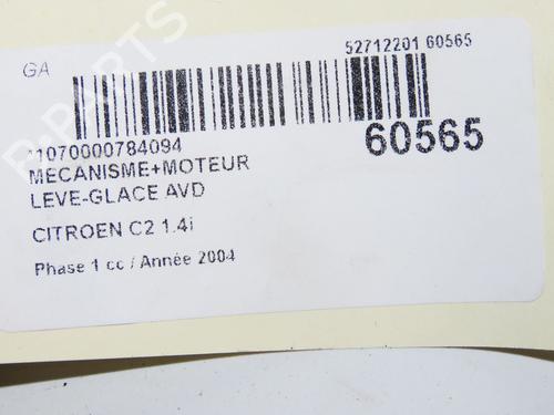 Used Front right window mechanism Front right window mechanism CITROËN C2 (JM_) 1.4 (73 hp) 40026354 40026354