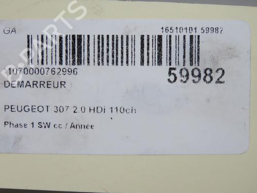 Starter PEUGEOT 307 Break (3E) 2.0 HDI 110 | BP39756410M8 - Image 7
