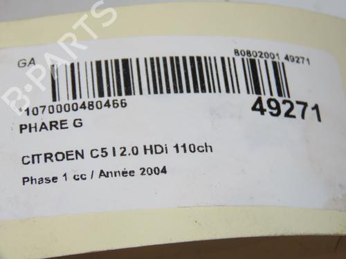 Used Left headlight CITROËN C5 I (DC_) 2.0 HDi (DCRHZB, DCRHZE) (109 hp) 17037569