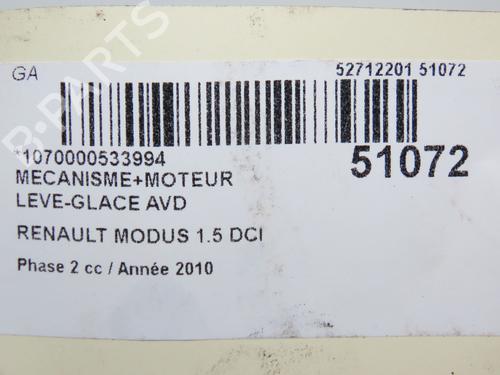 Rudehejsemekanisme Højre foran RENAULT MODUS / GRAND MODUS (F/JP0_) 1.5 dCi (FP0F, JP0F) (86 hp) 28593734