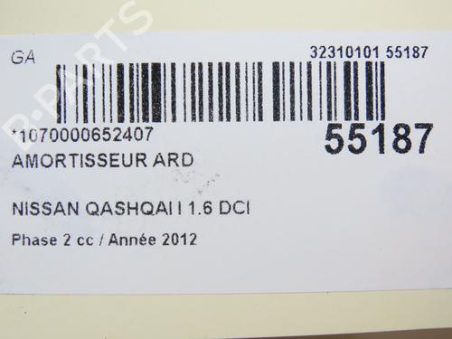 Used Right rear shock absorber Right rear shock absorber NISSAN QASHQAI I (J10, NJ10) 1.6 dCi All-wheel Drive (130 hp) 29294166 29294166