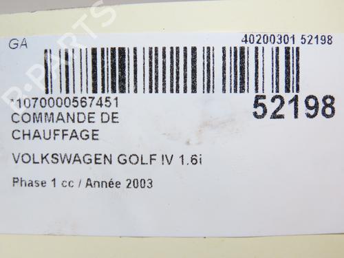 AC Styreenhet / Manøvreringsenhet VW GOLF IV (1J1) 1.6 16V | BP28967878I5 