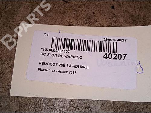 Warning switch PEUGEOT 208 I (CA_, CC_) 1.4 HDi | BP9619227I22 