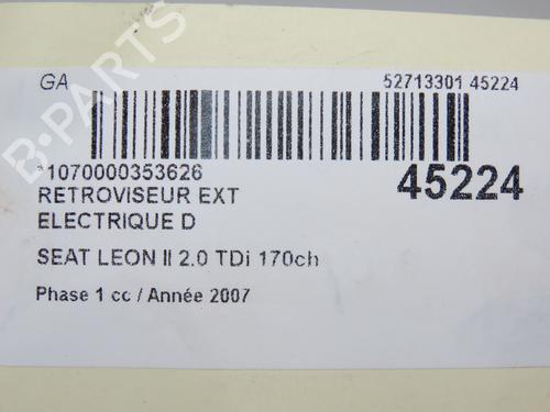 Used Right mirror SEAT LEON (1P1) 2.0 TDI (170 hp) 11702609