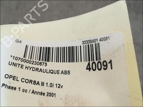 Used ABS pump OPEL CORSA C (X01) 1.0 (F08, F68) (58 hp) 9607736
