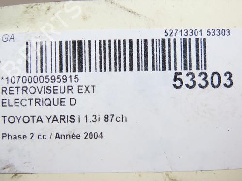 Right mirror TOYOTA YARIS (_P1_) 1.3 (SCP12_, SCP13_, SCP12R, SCP13R) | BP28831377C27 