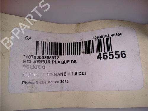 Used Licence plate light RENAULT MEGANE III Hatchback (BZ0/1_, B3_) 1.5 dCi (BZ09, BZ0D, BZ1W, BZ29, BZ14) (110 hp) 14880906