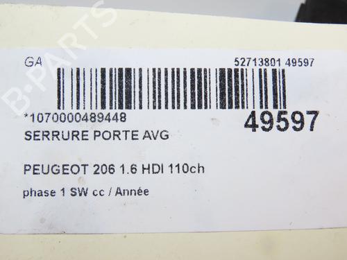 Used Front left lock PEUGEOT 206 SW (2E/K) 1.6 HDi 110 (109 hp) 19170754