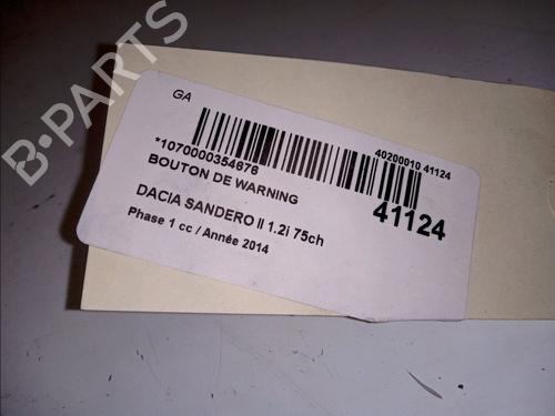 Used Warning switch DACIA SANDERO II 1.2 (75 hp) 10189883