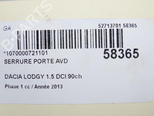 Front right lock DACIA LODGY (JS_) 1.5 dCi (JSMC, JSAF) | BP36310564C97  - Image 5
