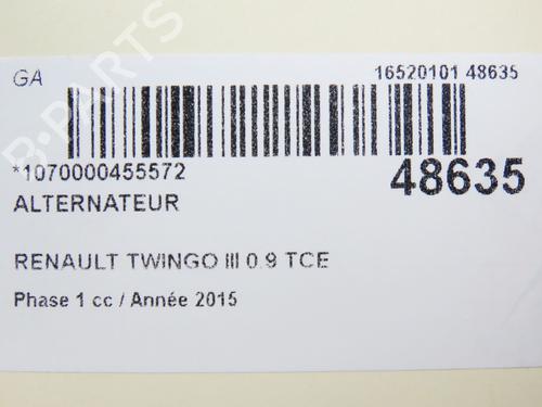 Alternator RENAULT TWINGO III (BCM_, BCA_) 0.9 TCe 90 (BCM9, BCM2) | BP28829063M7