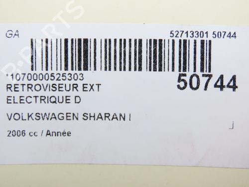 Right mirror VW SHARAN (7M8, 7M9, 7M6) 2.0 TDI | BP28831337C27 