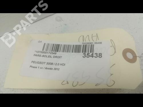 Right sun visor PEUGEOT 3008 I MPV (0U_) 2.0 HDi Hybrid4 | BP9602084I2 