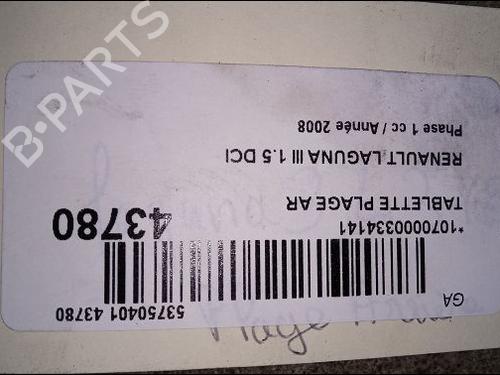 Used Rear parcel shelf RENAULT LAGUNA III (BT0/1) 1.5 dCi (BT00, BT0A, BT0T, BT1J) (110 hp) 9619386