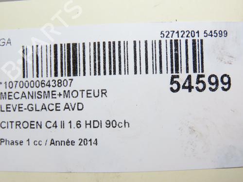 Used Front right window mechanism CITROËN C4 II (NC_) 1.6 HDi 90 (92 hp) 28968484