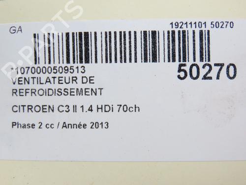 Used Radiator fan CITROËN C3 II (SC_) 1.4 HDi 70 (SC8HZC, SC8HR0, SC8HP4) (68 hp) 22774451