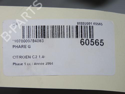 Used Left headlight Left headlight CITROËN C2 (JM_) 1.4 (73 hp) 40026389 40026389