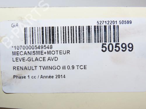 Used Front right window mechanism RENAULT TWINGO III (BCM_, BCA_) 0.9 TCe 90 (BCM9, BCM2) (90 hp) 19069211