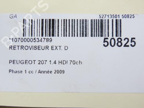 Right mirror PEUGEOT 207 (WA_, WC_) 1.4 HDi | BP24359026C27 
