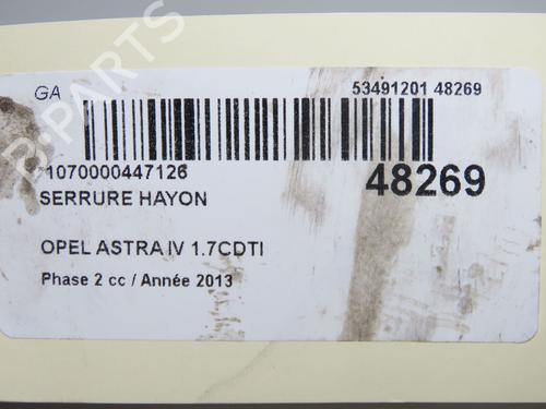 Used Tailgate lock OPEL ASTRA J (P10) 1.7 CDTI (68) (131 hp) 32658004