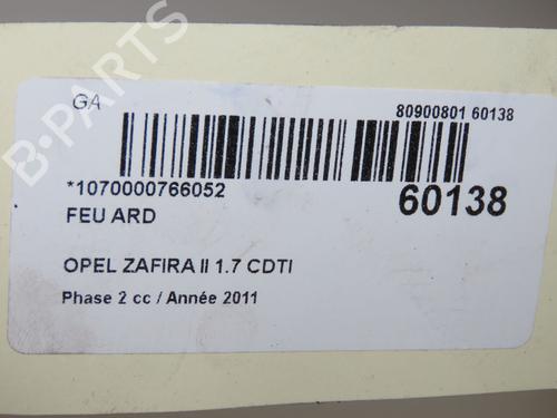 Used Right taillight Right taillight OPEL ZAFIRA / ZAFIRA FAMILY B (A05) 1.7 CDTI (M75) (110 hp) 40438003 40438003
