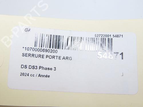 Venstre bak lås DS DS 3 / DS 3 CROSSBACK (UR_, UC_, UJ_) 1.2 PureTech 130 (URHNSS) (131 hp) 31748017
