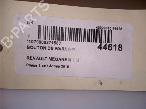 Used Warning switch Warning switch RENAULT MEGANE III Hatchback (BZ0/1_, B3_) 1.6 16V Hi-Flex (BZ03) (110 hp) 11100779 11100779