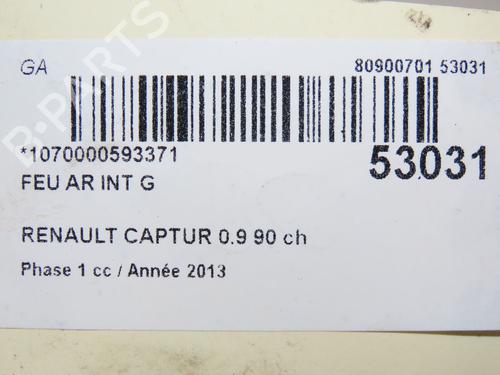 Used Left tailgate light RENAULT CAPTUR I (J5_, H5_) 0.9 TCe 90 (90 hp) 28527312