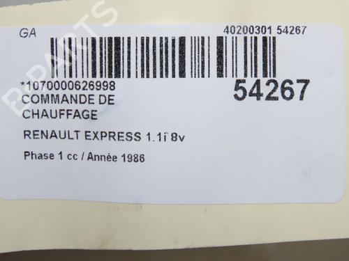 Used Climate control Climate control RENAULT RAPID Box Body/MPV (F40_, G40_) 1.1 (48 hp) 33059373 33059373