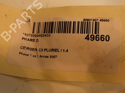 Right headlight CITROËN C3 Pluriel (HB_) 1.4 HDi | BP16825744C29 