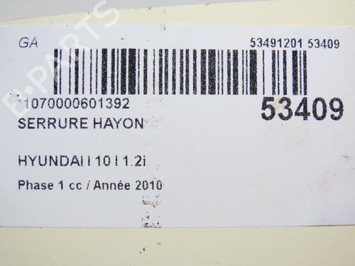 Used Tailgate lock HYUNDAI i10 I (PA) 1.2 (78 hp) 28832239