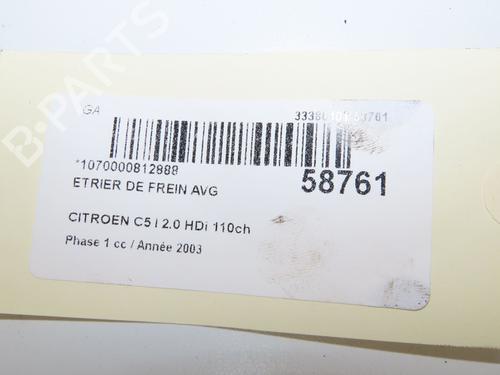 Used Left front brake caliper Left front brake caliper CITROËN C5 I (DC_) 2.0 HDi (DCRHZB, DCRHZE) (109 hp) 40110669 40110669