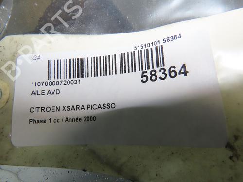 Used Right front fenders Right front fenders CITROËN XSARA PICASSO (N68) 1.6 (88 hp) 36444412 36444412