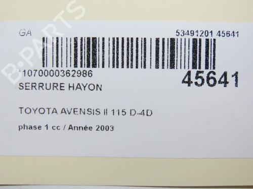 Tailgate lock TOYOTA AVENSIS (_T25_) 2.0 D-4D (CDT250_, CDT250R) | BP13014136C101 