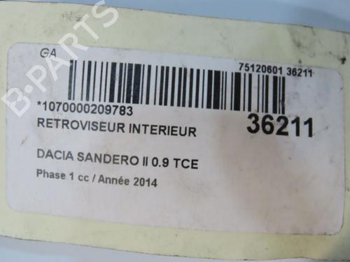 Bakspejl indvendigt Bakspejl indvendigt DACIA SANDERO II TCe 90 (B8M1, B8MA, B8AC) (90 hp) 34333584 34333584