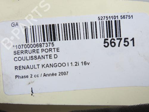Højre bagtil lås RENAULT KANGOO (KC0/1_) 1.2 16V (KC05, KC06, KC03, KC0T, KC0W, KC1D) (75 hp) 32872988