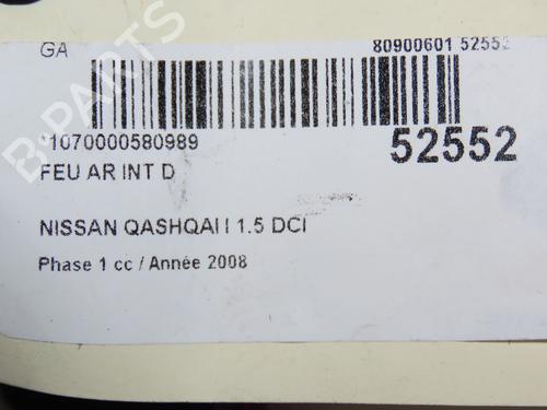 Højre baklys, luke NISSAN QASHQAI I (J10, NJ10) 1.5 dCi | BP28832591C80 