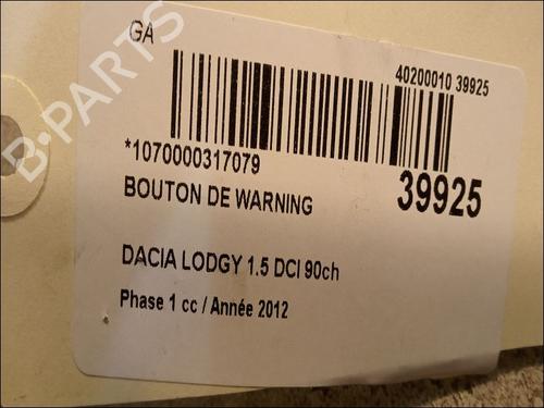 Used Warning switch DACIA LODGY (JS_) 1.5 dCi (90 hp) 9617989