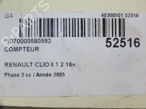 Instrument cluster RENAULT CLIO II (BB_, CB_) 1.2 16V (BB05, BB0W, BB11, BB27, BB2T, BB2U, BB2V, CB05,... | BP24344409C47 