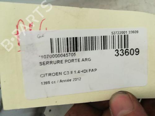 Used Rear left lock CITROËN C3 II (SC_) 1.4 HDi 70 (SC8HZC, SC8HR0, SC8HP4) (68 hp) 9593656