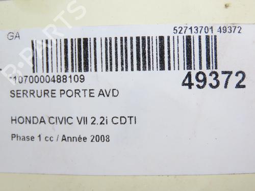 Türschloss rechts vorne für HONDA CIVIC VIII Hatchback (FN, FK) 2.2 CTDi (FK3) (140 hp) 28831572