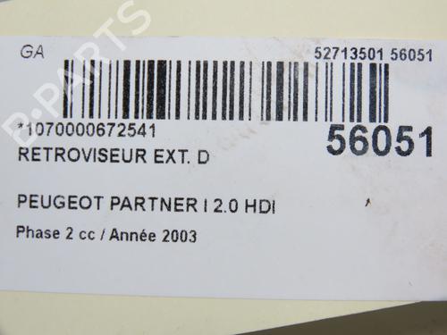 Used Right mirror PEUGEOT PARTNER MPV (5_, G_) 2.0 HDI (90 hp) 30797591