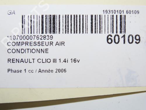 Used AC compressor AC compressor RENAULT CLIO III (BR0/1, CR0/1) 1.4 16V (98 hp) 39937936 39937936