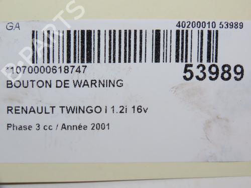 Warning switch RENAULT TWINGO I (C06_) 1.2 16V (C06C, C06D, C06K) | BP28830226I22