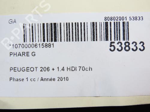 Left headlight PEUGEOT 206+ (2L_, 2M_) 1.4 HDi eco 70 | BP28969470C28