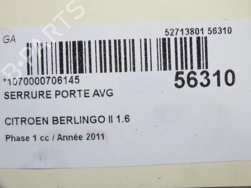 Used Front left lock CITROËN BERLINGO MULTISPACE (B9) 1.6 HDi 90 (92 hp) 33059438